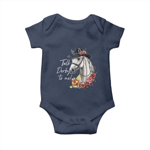 Funny Horse Lover Talk Derby To Me Baby Onesie TS11 Navy Print Your Wear