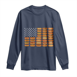 Funny Hot Dog American Flag Long Sleeve Shirt Patriotic USA 4th of July Summer BBQ Party TS02 Navy Print Your Wear