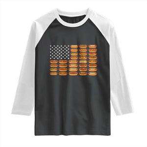 Funny Hot Dog American Flag Raglan Shirt Patriotic USA 4th of July Summer BBQ Party TS02 Black White Print Your Wear
