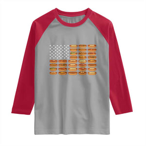 Funny Hot Dog American Flag Raglan Shirt Patriotic USA 4th of July Summer BBQ Party TS02 Sport Gray Red Print Your Wear