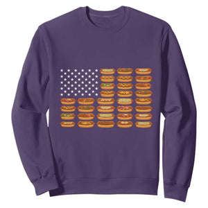 Funny Hot Dog American Flag Sweatshirt Patriotic USA 4th of July Summer BBQ Party TS02 Purple Print Your Wear