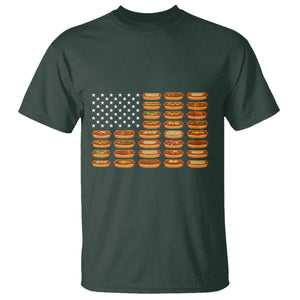 Funny Hot Dog American Flag T Shirt Patriotic USA 4th of July Summer BBQ Party TS02 Dark Forest Green Print Your Wear