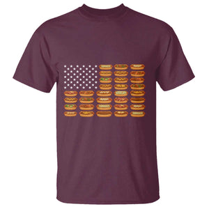 Funny Hot Dog American Flag T Shirt Patriotic USA 4th of July Summer BBQ Party TS02 Maroon Print Your Wear