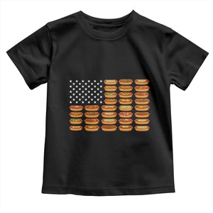 Funny Hot Dog American Flag Toddler T Shirt Patriotic USA 4th of July Summer BBQ Party TS02 Black Print Your Wear