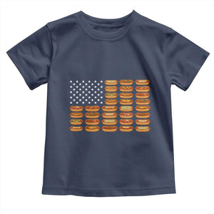 Funny Hot Dog American Flag Toddler T Shirt Patriotic USA 4th of July Summer BBQ Party TS02 Navy Print Your Wear