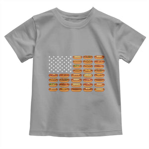 Funny Hot Dog American Flag Toddler T Shirt Patriotic USA 4th of July Summer BBQ Party TS02 Sport Gray Print Your Wear