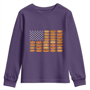 Funny Hot Dog American Flag Youth Sweatshirt Patriotic USA 4th of July Summer BBQ Party TS02 Purple Print Your Wear