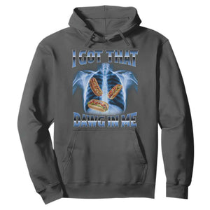 Funny Hot Dog Meme Hoodie I Got That Dawg In Me Hotdog Xray Humor TS11 Dark Heather Print Your Wear