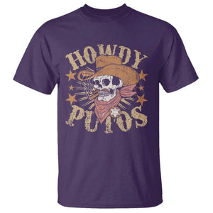 Funny Howdy Putos T Shirt Western Country Smoking Skull Cowboy TS11 Purple Print Your Wear