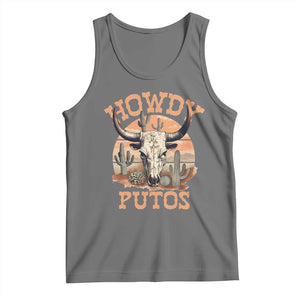 Funny Howdy Putos Tank Top Bull Skull Country Cowboy Western TS11 Black Heather Print Your Wear