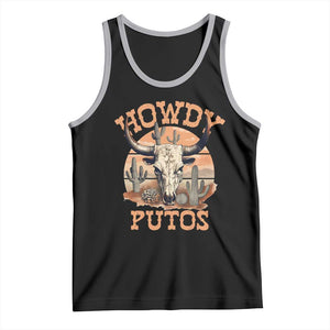 Funny Howdy Putos Tank Top Bull Skull Country Cowboy Western TS11 Black Athletic Heather Print Your Wear