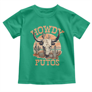Funny Howdy Putos Toddler T Shirt Bull Skull Country Cowboy Western TS11 Irish Green Print Your Wear