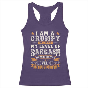 Funny I Am A Grumpy Old Man My Level Of Sarcasm Depends On Your Level Of Stupidity Racerback Tank Top Vintage Star TS11 Purple Print Your Wear