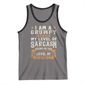 Funny I Am A Grumpy Old Man My Level Of Sarcasm Depends On Your Level Of Stupidity Tank Top Vintage Star TS11 Deep Heather Black Print Your Wear