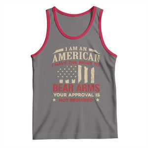 Funny I Am An American I Have The Right To Bear Arms Your Approval Is Not Required Tank Top Pro 2nd Amendment TS11 Deep Heather Red Print Your Wear