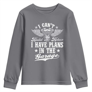 Funny I Cant I Have Plans In The Garage Youth Sweatshirt Car Mechanics Fathers Day TS11 Charcoal Print Your Wear