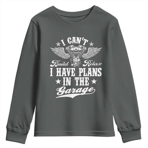 Funny I Cant I Have Plans In The Garage Youth Sweatshirt Car Mechanics Fathers Day TS11 Dark Heather Print Your Wear