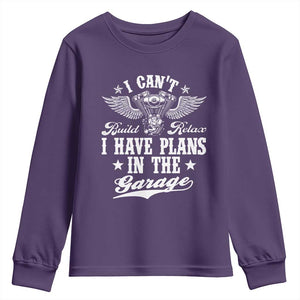Funny I Cant I Have Plans In The Garage Youth Sweatshirt Car Mechanics Fathers Day TS11 Purple Print Your Wear