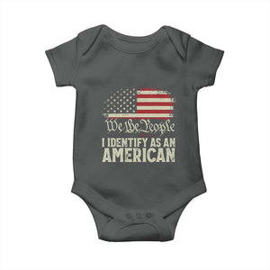Funny I Identify As An American Baby Onesie 4th Of July American Flag TS11 Dark Heather Print Your Wear