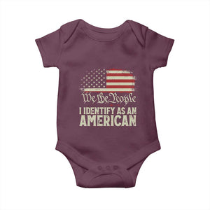 Funny I Identify As An American Baby Onesie 4th Of July American Flag TS11 Maroon Print Your Wear