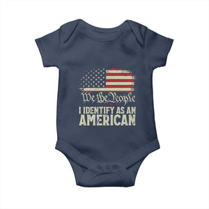 Funny I Identify As An American Baby Onesie 4th Of July American Flag TS11 Navy Print Your Wear