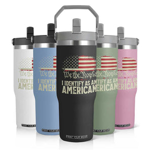 Funny I Identify As An American Flip Straw Tumbler 4th Of July American Flag TS11 Print Your Wear