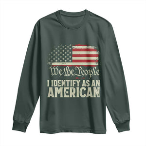 Funny I Identify As An American Long Sleeve Shirt 4th Of July American Flag TS11 Dark Forest Green Print Your Wear