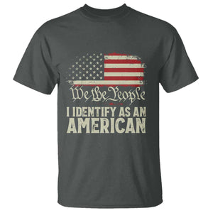 Funny I Identify As An American T Shirt 4th Of July American Flag TS11 Dark Heather Print Your Wear