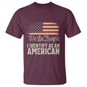 Funny I Identify As An American T Shirt 4th Of July American Flag TS11 Maroon Print Your Wear