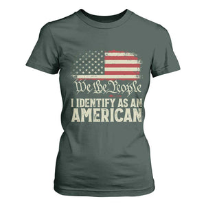 Funny I Identify As An American T Shirt For Women 4th Of July American Flag TS11 Dark Forest Green Print Your Wear