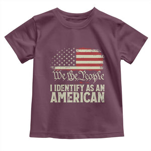 Funny I Identify As An American Toddler T Shirt 4th Of July American Flag TS11 Maroon Print Your Wear
