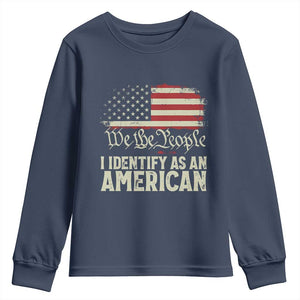 Funny I Identify As An American Youth Sweatshirt 4th Of July American Flag TS11 Navy Print Your Wear