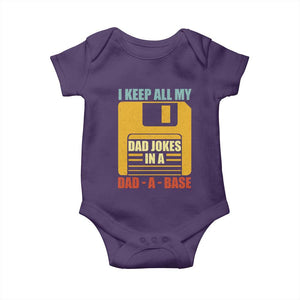 Funny I Keep All My Dad Jokes In A Dad A Base Baby Onesie Father's Day TS11 Purple Print Your Wear