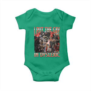 Funny I Put The Gay In Dyslexic Baby Onesie Hard Skeleton Meme Bootleg TS11 Irish Green Print Your Wear