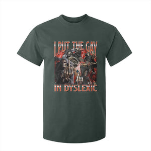 Funny I Put The Gay In Dyslexic T Shirt For Kid Hard Skeleton Meme Bootleg TS11 Dark Forest Green Print Your Wear