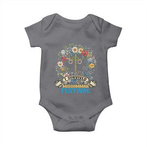 Funny I Survived Midsommar Festival Baby Onesie Sweden Summer Festival Maypole TS11 Charcoal Print Your Wear