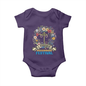 Funny I Survived Midsommar Festival Baby Onesie Sweden Summer Festival Maypole TS11 Purple Print Your Wear