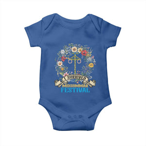 Funny I Survived Midsommar Festival Baby Onesie Sweden Summer Festival Maypole TS11 Royal Blue Print Your Wear