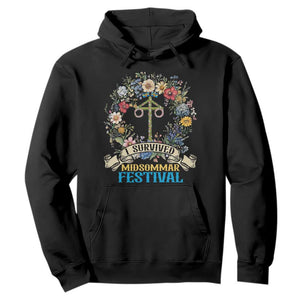 Funny I Survived Midsommar Festival Hoodie Sweden Summer Festival Maypole TS11 Black Print Your Wear
