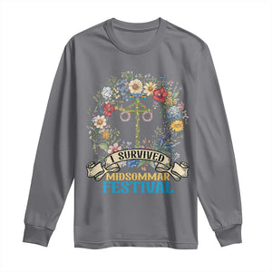 Funny I Survived Midsommar Festival Long Sleeve Shirt Sweden Summer Festival Maypole TS11 Charcoal Print Your Wear
