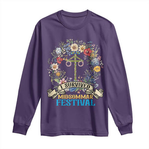 Funny I Survived Midsommar Festival Long Sleeve Shirt Sweden Summer Festival Maypole TS11 Purple Print Your Wear