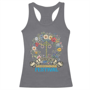 Funny I Survived Midsommar Festival Racerback Tank Top Sweden Summer Festival Maypole TS11 Charcoal Print Your Wear