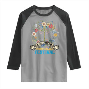 Funny I Survived Midsommar Festival Raglan Shirt Sweden Summer Festival Maypole TS11 Sport Gray Black Print Your Wear