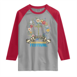 Funny I Survived Midsommar Festival Raglan Shirt Sweden Summer Festival Maypole TS11 Sport Gray Red Print Your Wear