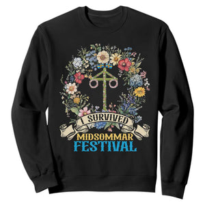 Funny I Survived Midsommar Festival Sweatshirt Sweden Summer Festival Maypole TS11 Black Print Your Wear