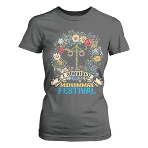 Funny I Survived Midsommar Festival T Shirt For Women Sweden Summer Festival Maypole TS11 Dark Heather Print Your Wear