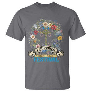 Funny I Survived Midsommar Festival T Shirt Sweden Summer Festival Maypole TS11 Charcoal Print Your Wear