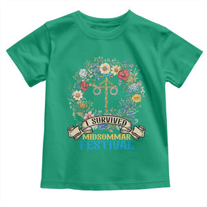 Funny I Survived Midsommar Festival Toddler T Shirt Sweden Summer Festival Maypole TS11 Irish Green Print Your Wear