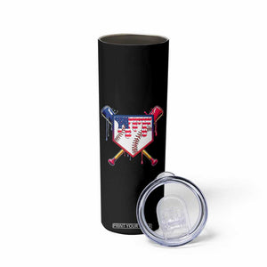 Funny Ice Cream Baseball Drip American Flag Skinny Tumbler 4th Of July TS11 Print Your Wear