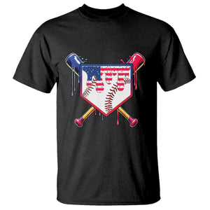 Funny Ice Cream Baseball Drip American Flag T Shirt 4th Of July TS11 Black Print Your Wear